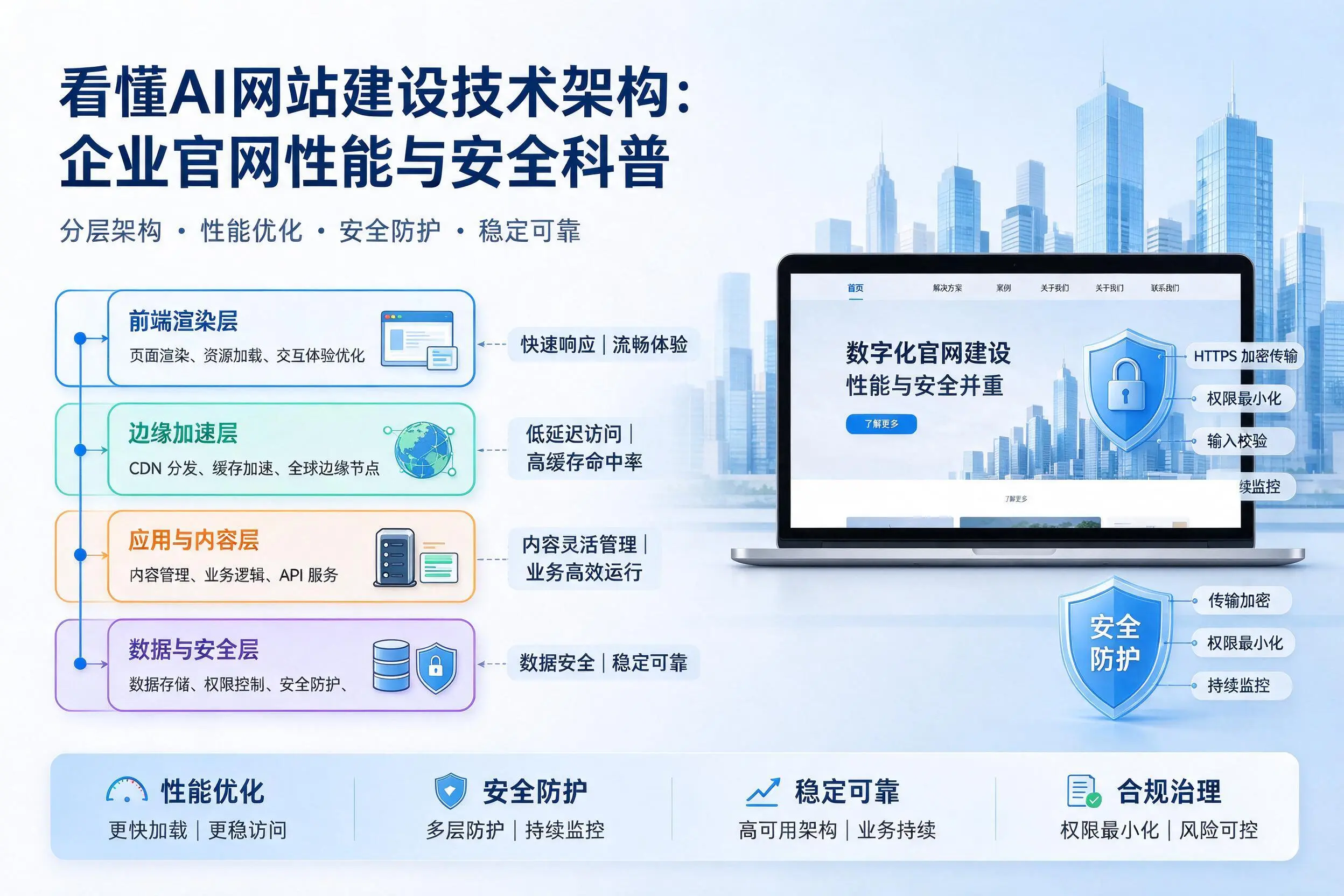 看懂AI网站建设技术架构：周口企业官网性能与安全科普
