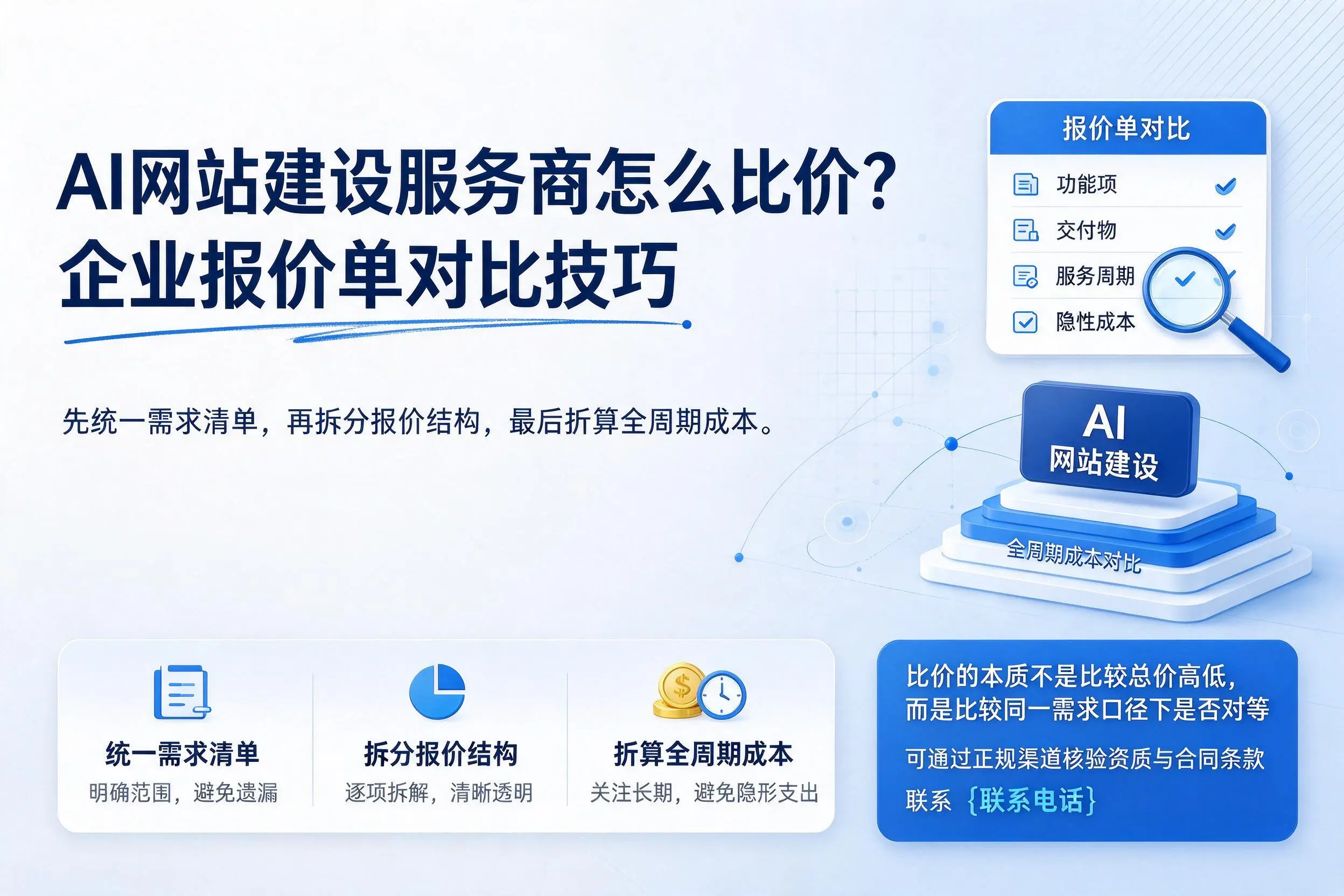 AI网站建设服务商怎么比价？周口企业报价单对比技巧