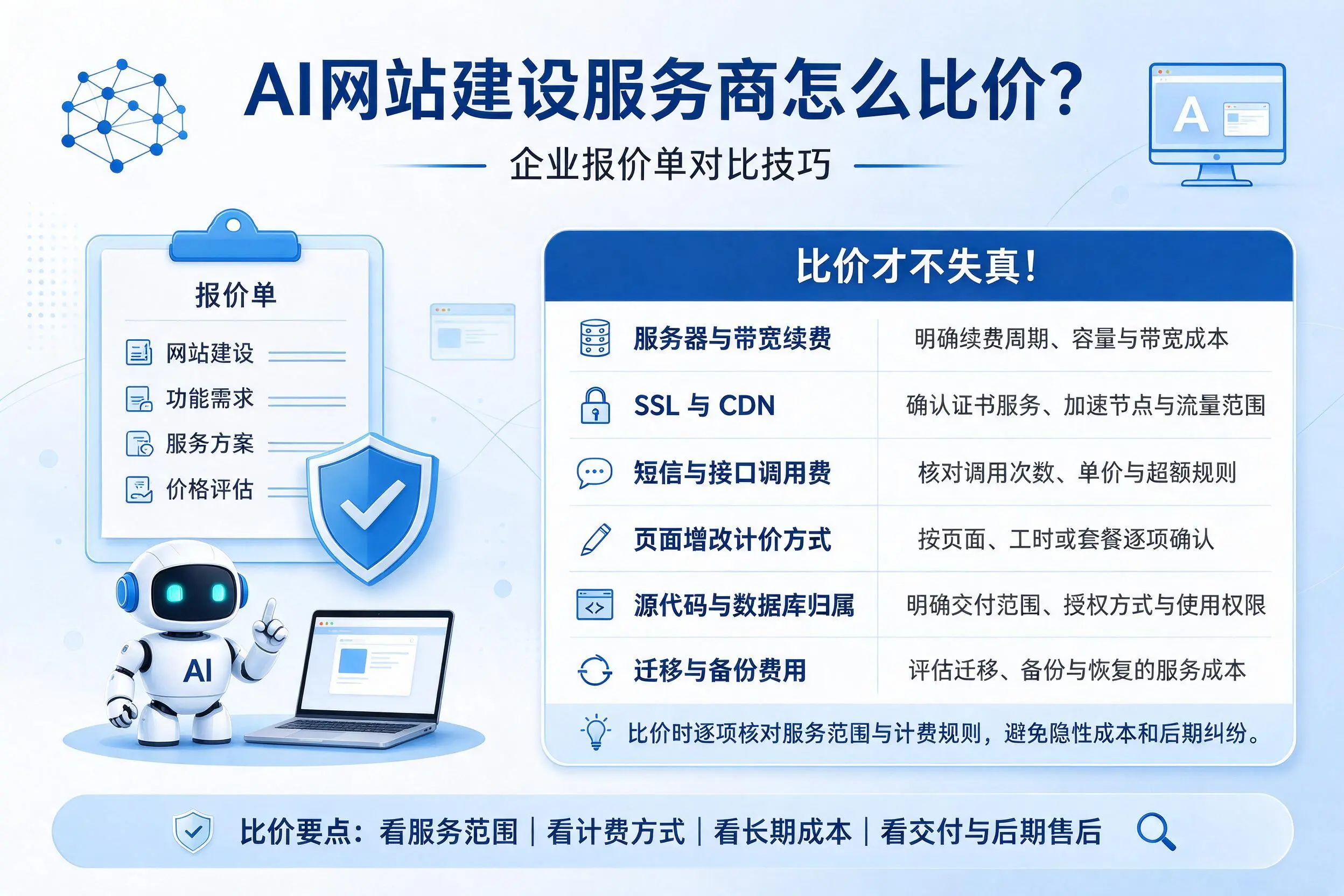 AI网站建设服务商怎么比价？周口企业报价单对比技巧