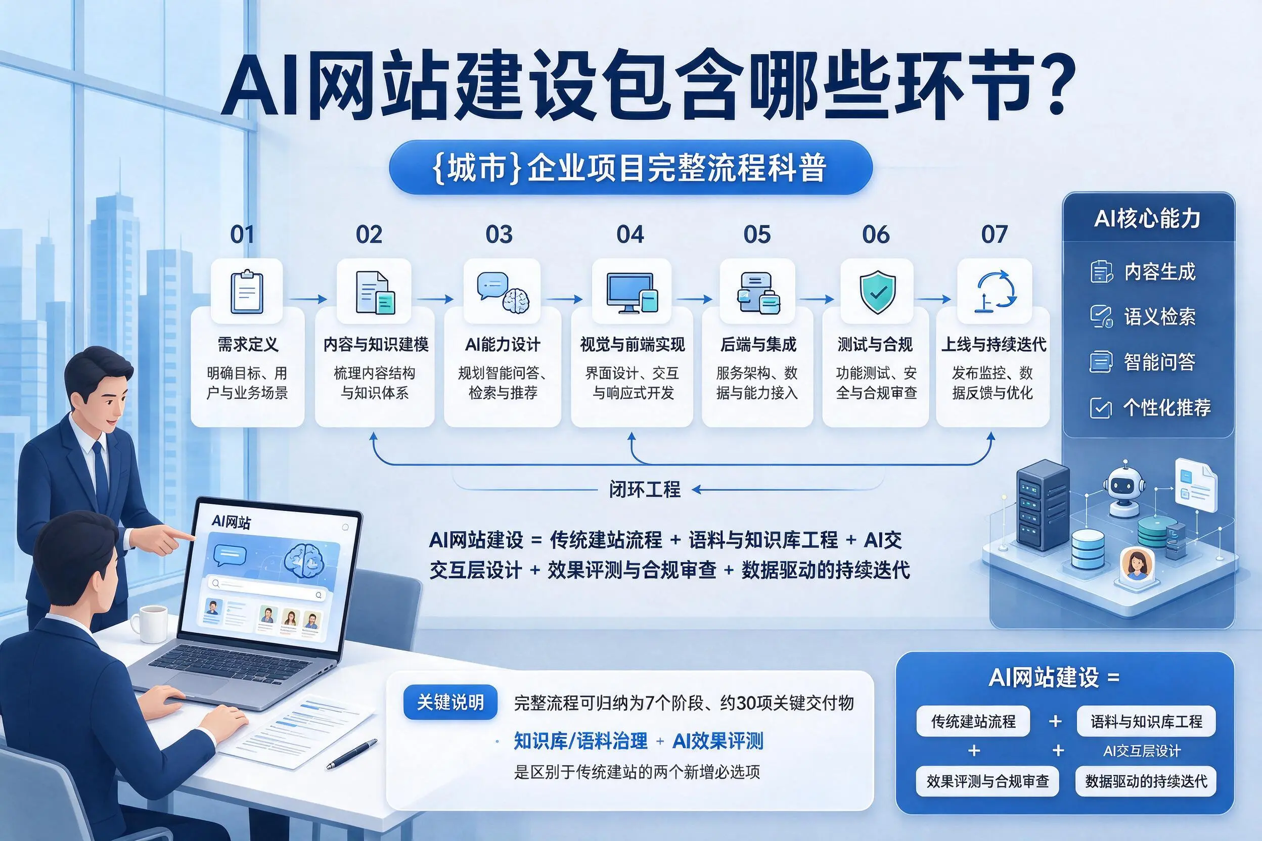 AI网站建设包含哪些环节？周口企业项目完整流程科普