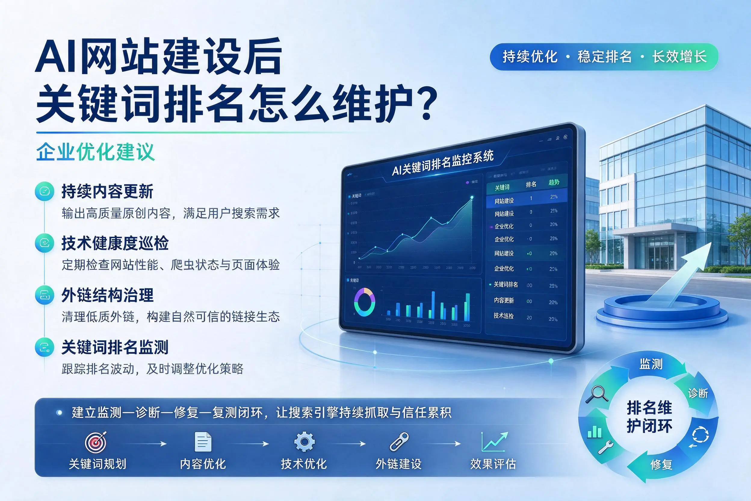 AI网站建设后关键词排名怎么维护?周口企业优化建议