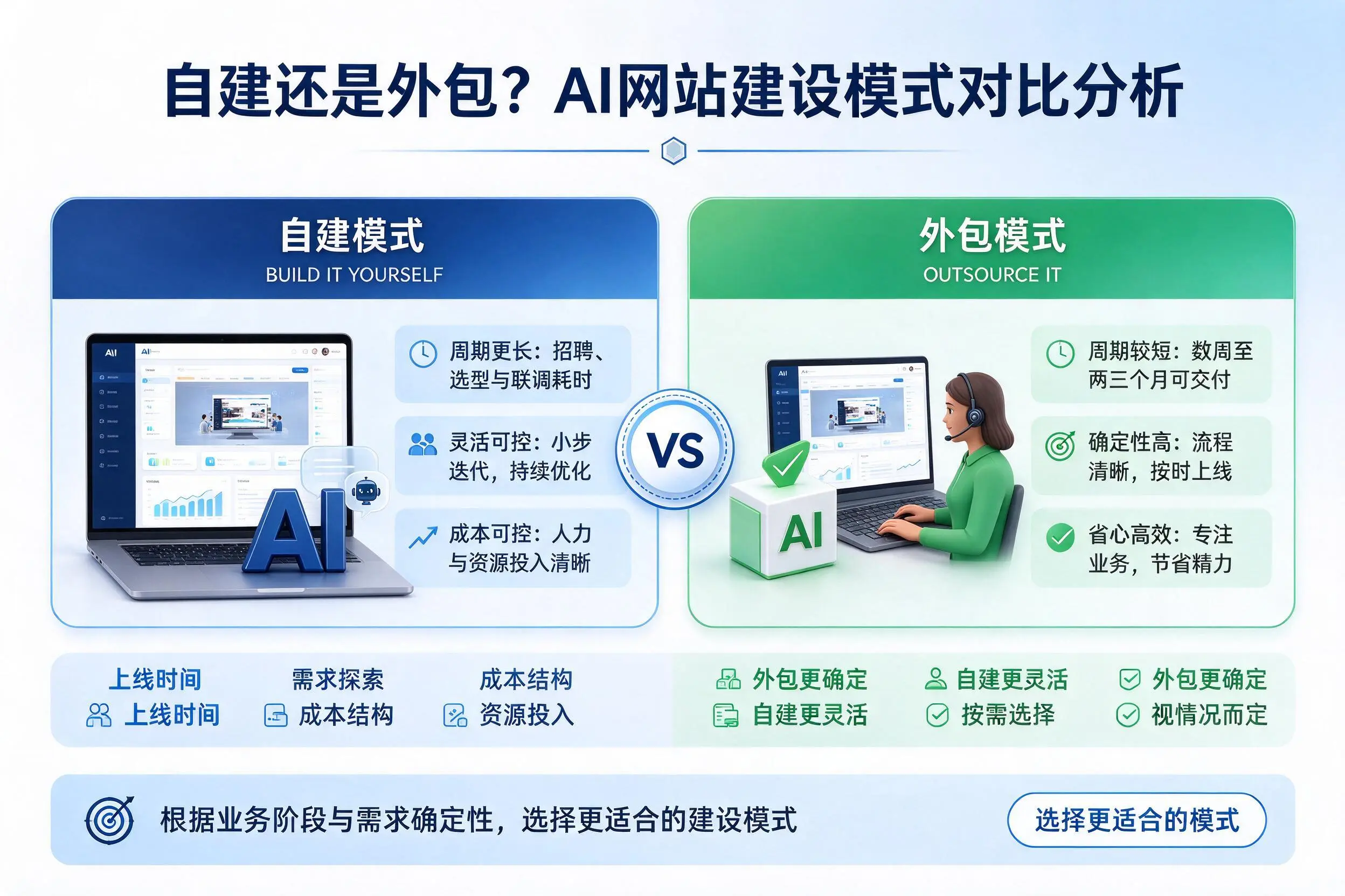 自建还是外包?周口AI网站建设模式对比分析