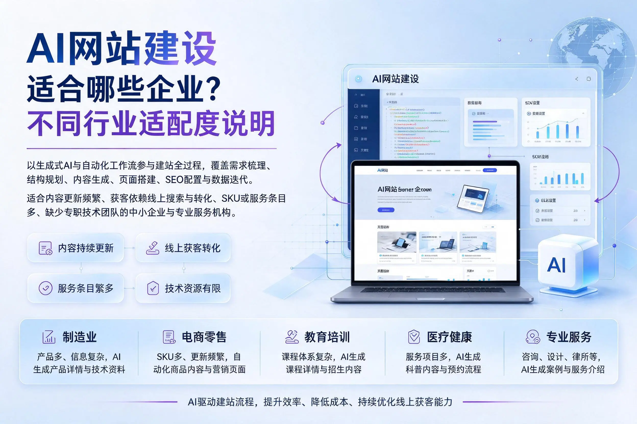 AI网站建设适合哪些企业？周口不同行业适配度说明
